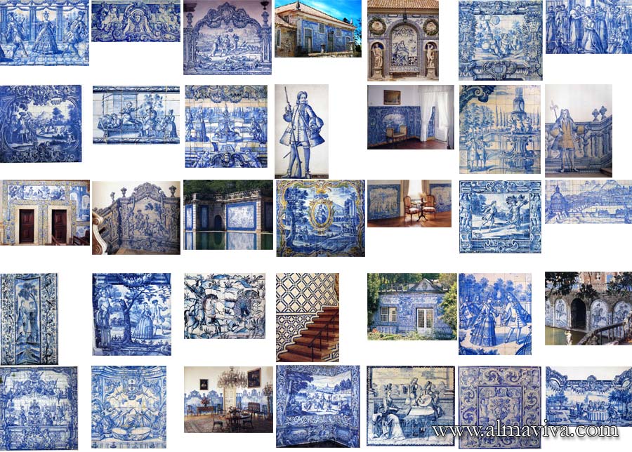 We have hundreds of images of azulejos in our archives. We use them as a source of inspiration. Here some examples of blue and white tile panels.