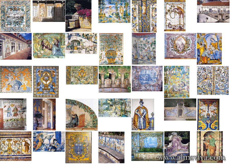 We have hundreds of images of azulejos in our archives that we use as source of inspiration. Here are some examples of polychromatic panels.