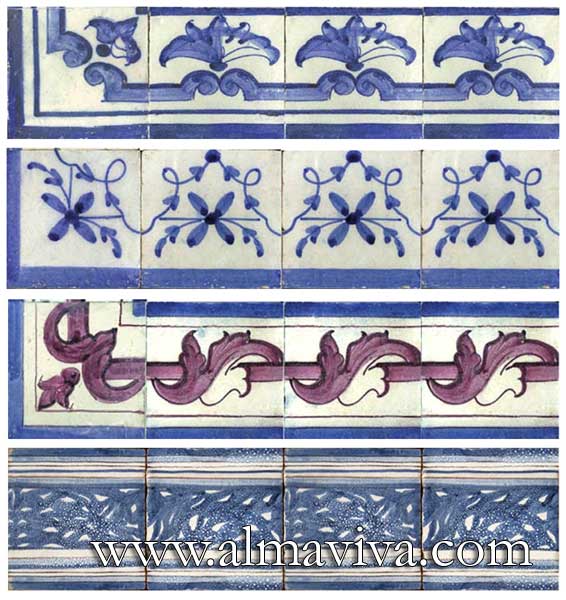 Ref. AC03 - More examples of friezes and boards. Tiles 15x15 cm (about 6''x6''), or any size