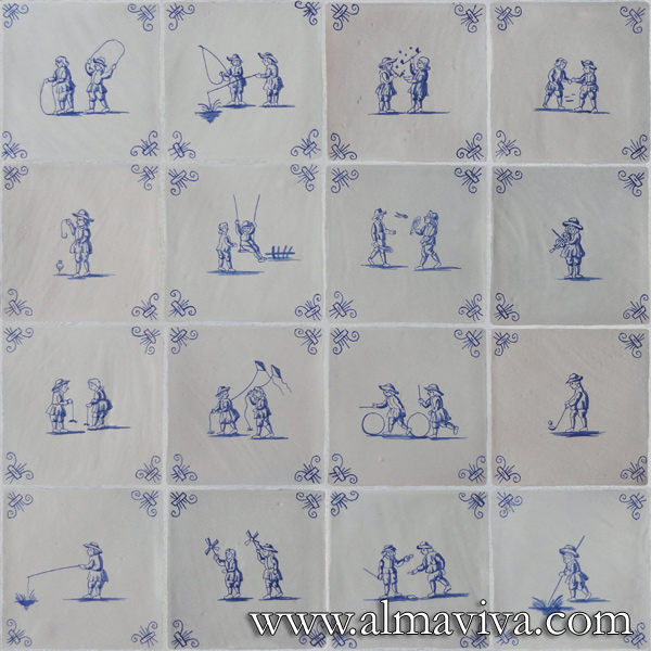 Ref. DC05 - Children's games, tiles 13x13 or 15x15 cm (about 5''x5'' or 6''x6'')