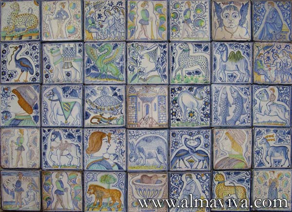 Ref. MA09 - Medieval tiles from Parma. Reproduction of maiolica tiles 15x15 cm (about 6''x6'') from the San Paolo Convent in Parma (Italy) (1471-1482)
