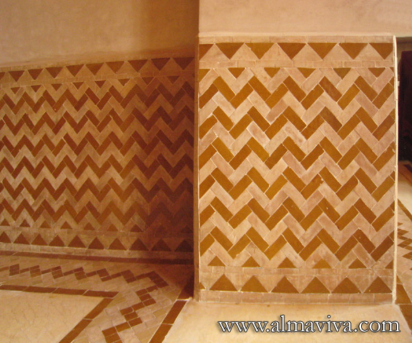 Chevron pattern. The zellige (see keywords) allow a great variety of geometric combinations