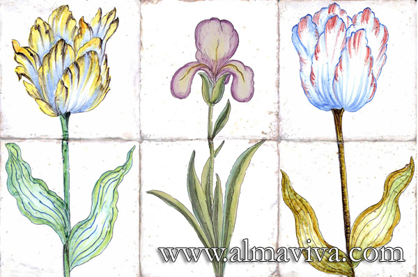 Ref. CD11 - Bulb flowers. Each flower measures 15x30 cm (about 6''x12''). Collection of 12 different flowers, created by Almaviva