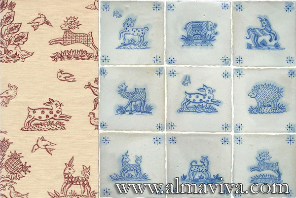 Ref. CD22 - Indian Collection. Patterns inspired from an indian fabric, tiles 15x15 cm (about 6''x6'')