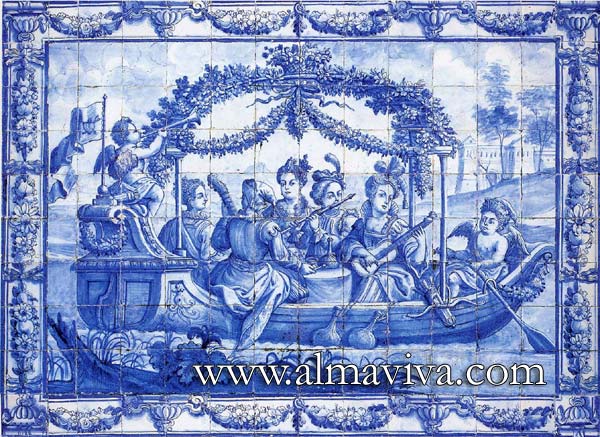 Réf. A16 - Azulejos avec musiciens. Composition de 2,2x1 m