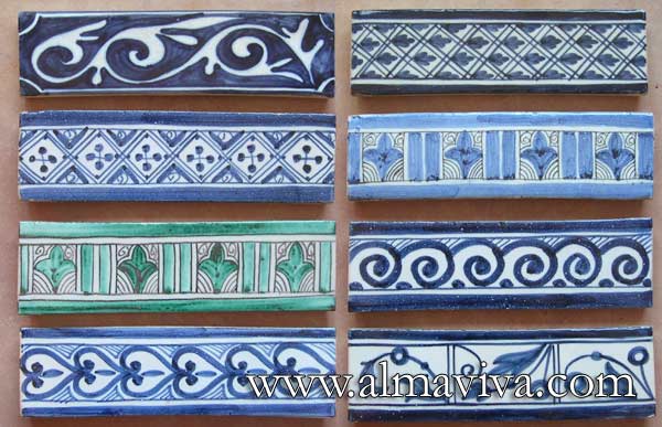 Ref. MA02 - Some examples of medieval friezes. Dimensions are following your needs, here tiles 6x22 cm (about 2 1/2''x8 1/2'')