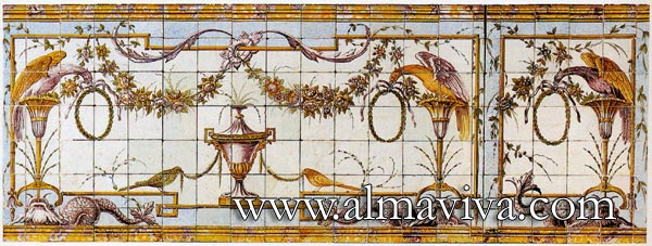 Ref. A45 - Neo-classical wall tiles. 13x13 or 15x15 cm (about 5''x5'' or 6''x6''). Production of the 1800's
