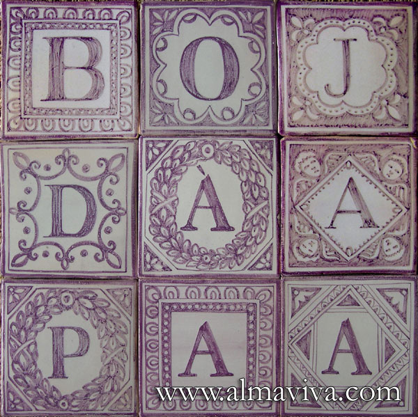 Ref. CD35 - Letters. Tiles 13x13 or 15x15 cm (about 5''x5'' or 6''x6'')