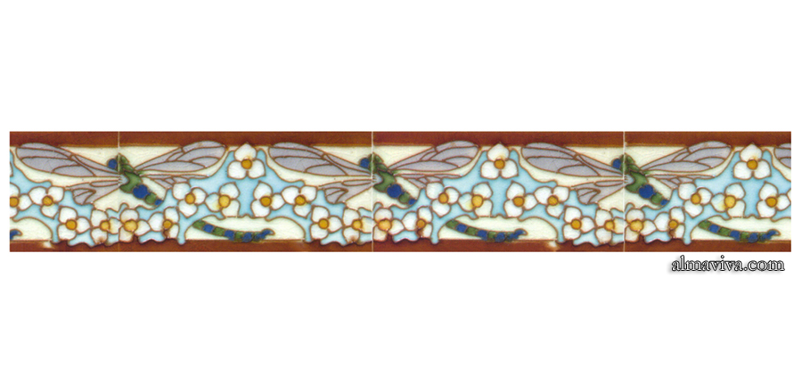 Ref. AN65 - Frieze Dragonfly - Decor cloisonné, Art nouveau style