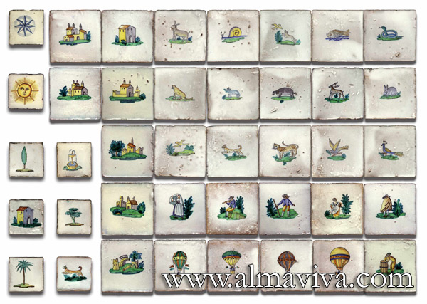 Ref. CD05 - Figurines. Tiles 7,5x7,5 or 10x10 cm (about 3''x3'' or 4''x4'')