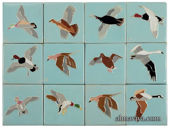 Réf. AN70 - 12 motifs de canards ; décor cloisonné