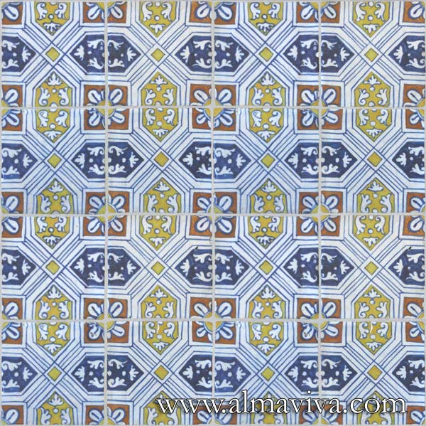 Réf. RC21 - Carreaux géométriques d'Anvers 16e s., dim. 10x10, 13x13 ou 15x15 cm