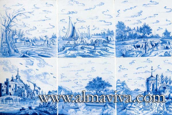 Réf. D25 - Paysages bleus. Carreaux de 20x20 cm